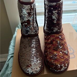 UGG Sequin Winter Boots - Silver and Brown
